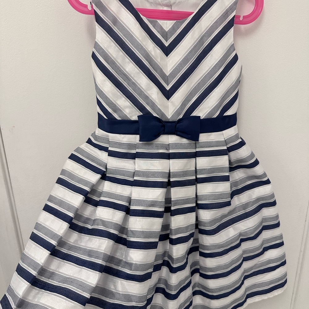 Jona Michelle Navy and White Chevron Dress